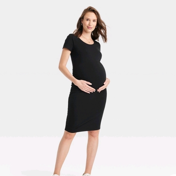 Isabel Short Sleeve T-shirt Maternity Dress, Black Medium - Picture 4 of 10